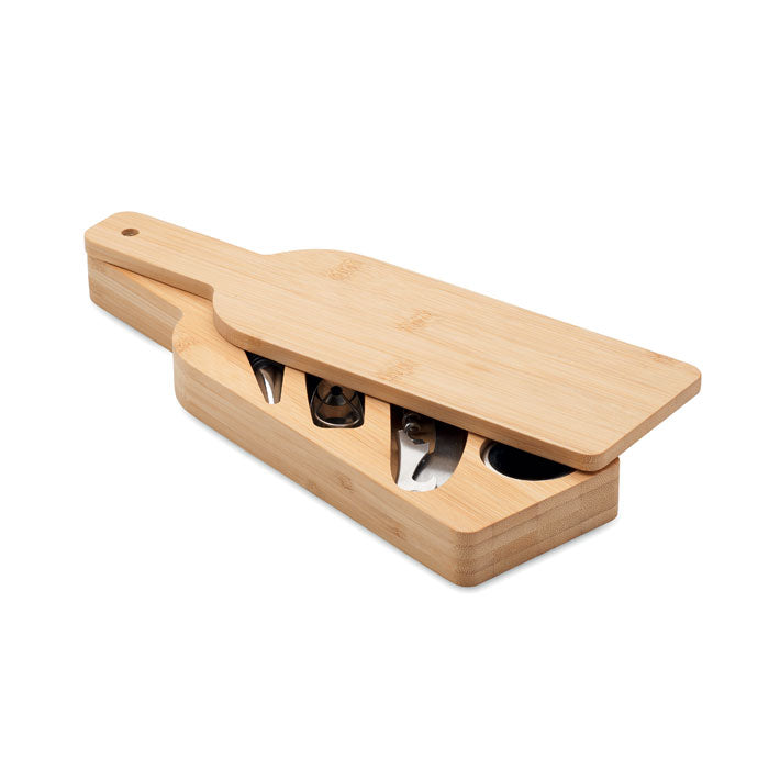 Bottle Shaped Wine Set in Bamboo Case