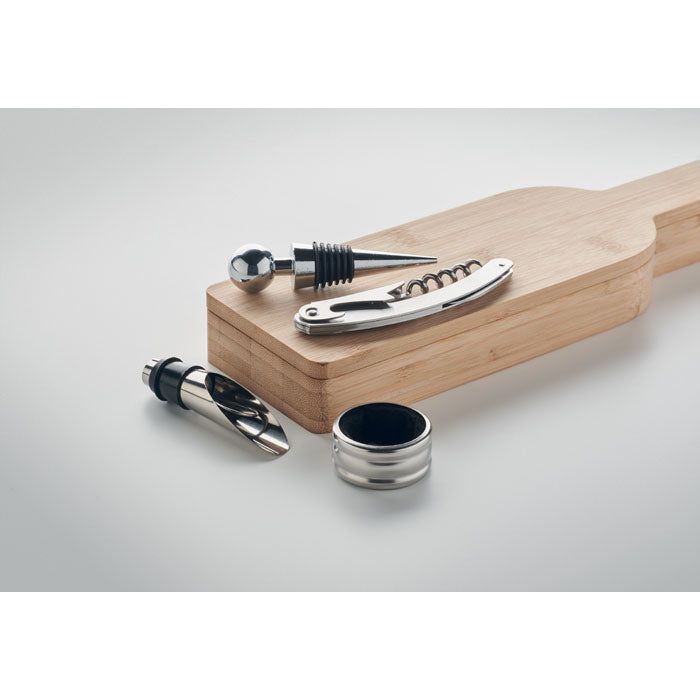 Bottle Shaped Wine Set in Bamboo Case