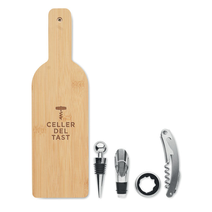 Bottle Shaped Wine Set in Bamboo Case