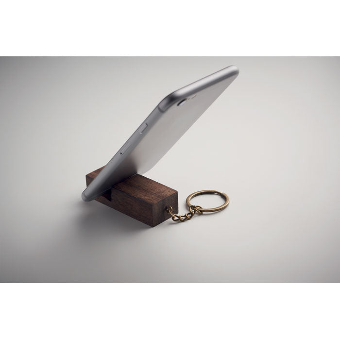 Keyring with Walnut Wood Phone Stand