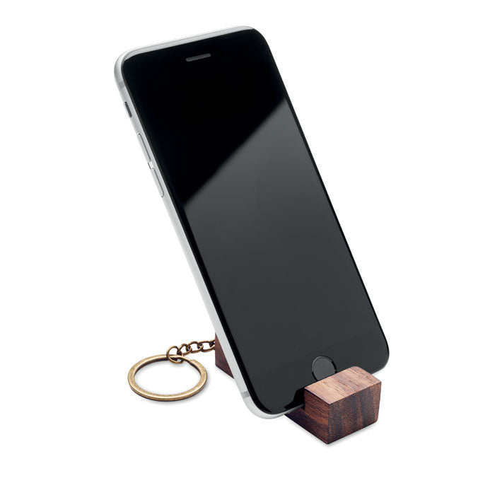 Keyring with Walnut Wood Phone Stand