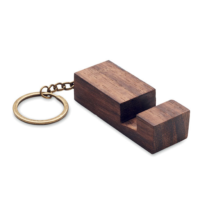 Keyring with Walnut Wood Phone Stand