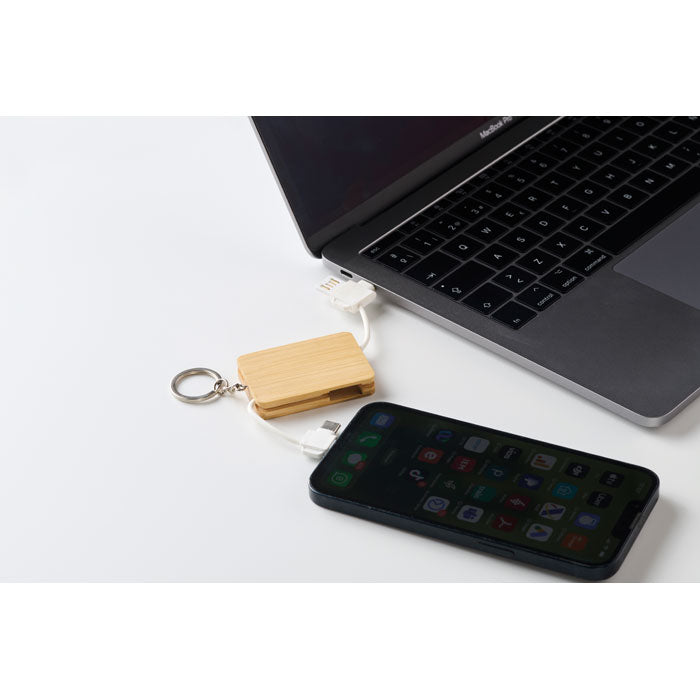 Keyring Charging Cable in Bamboo