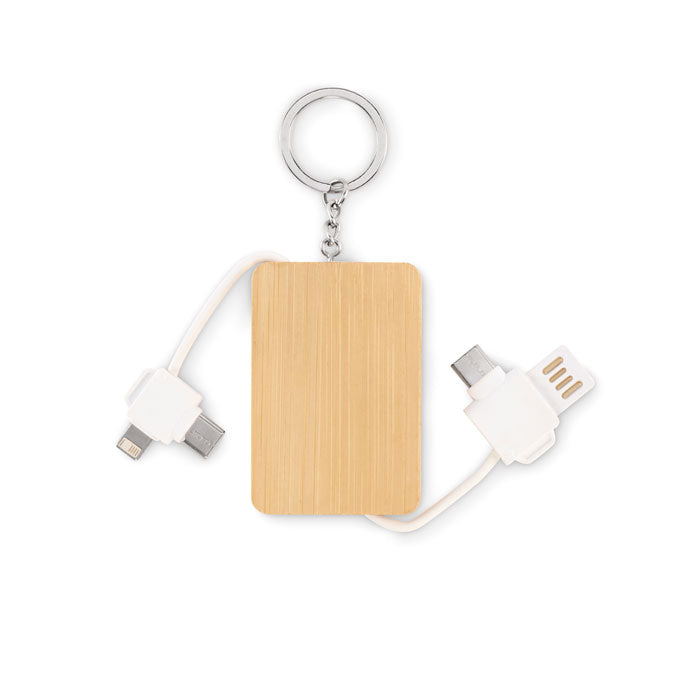 Keyring Charging Cable in Bamboo