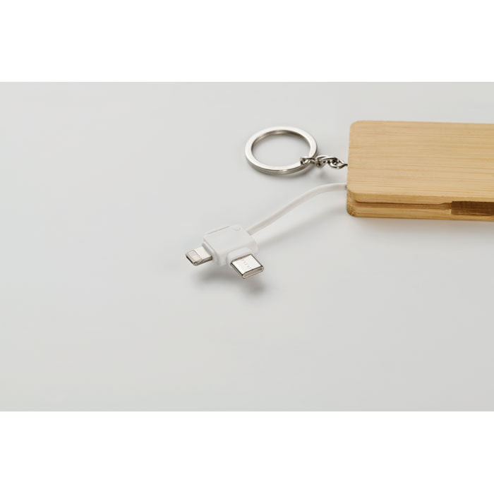 Keyring Charging Cable in Bamboo