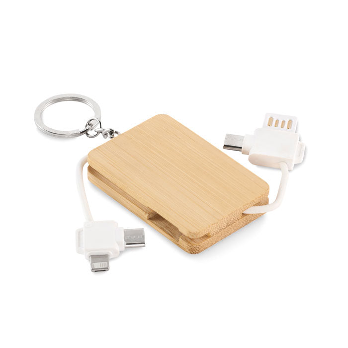 Keyring Charging Cable in Bamboo