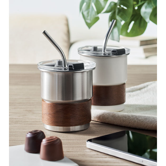 Single Walled Stainless Steel and Wood Tumbler