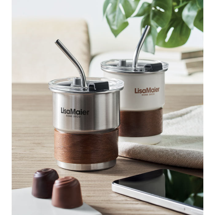 Single Walled Stainless Steel and Wood Tumbler
