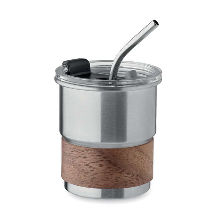 Single Walled Stainless Steel and Wood Tumbler