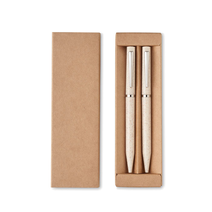 Wheat Straw Twist Ballpoint and Inkless Pen Set