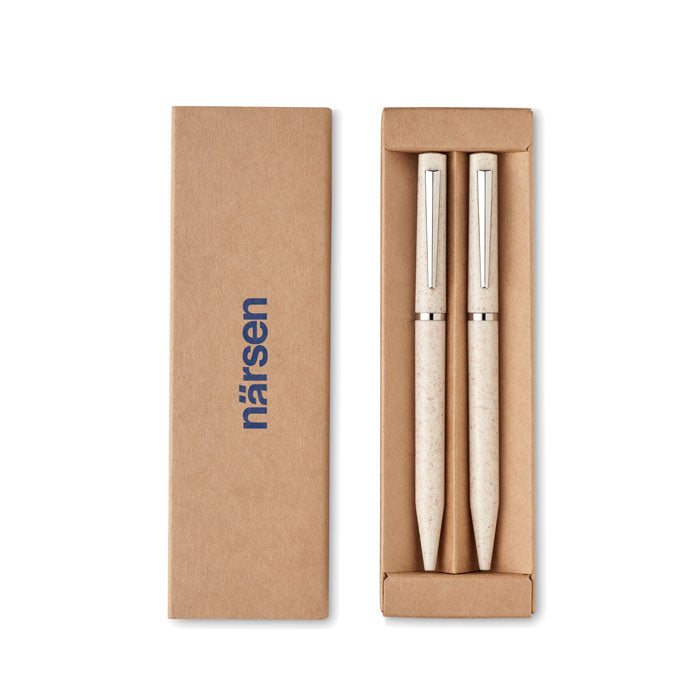 Wheat Straw Twist Ballpoint and Inkless Pen Set