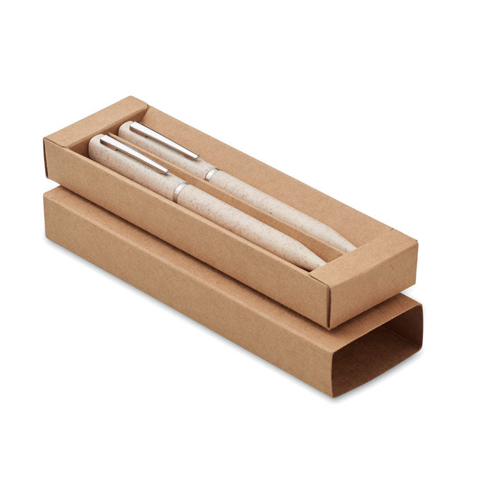 Wheat Straw Twist Ballpoint and Inkless Pen Set