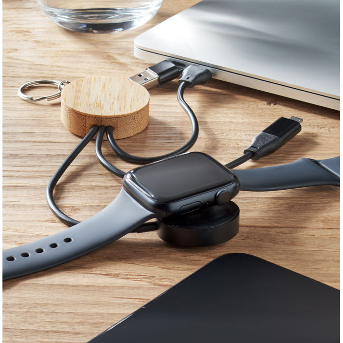 Keyring with Bamboo Charging Cable