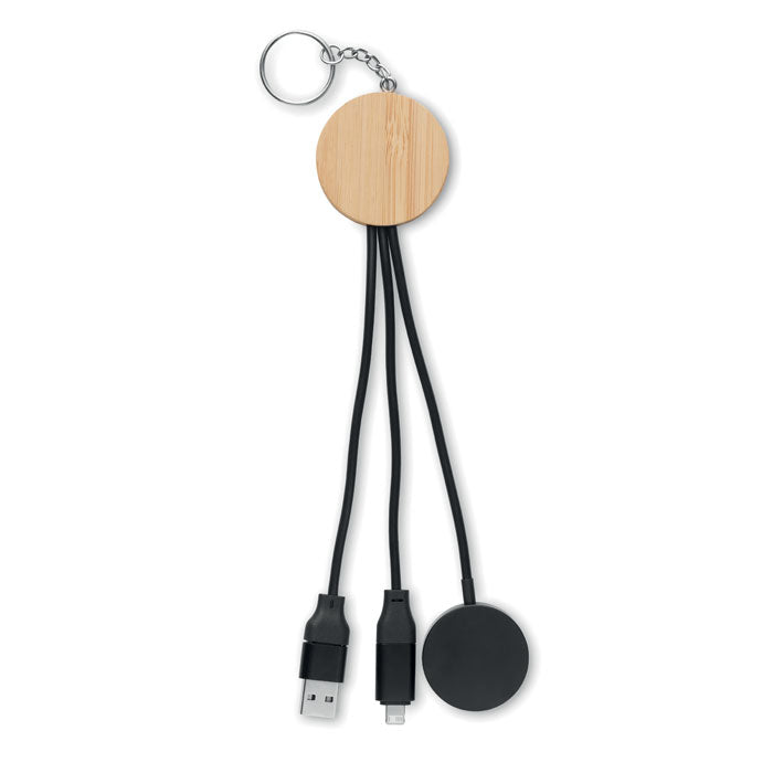 Keyring with Bamboo Charging Cable