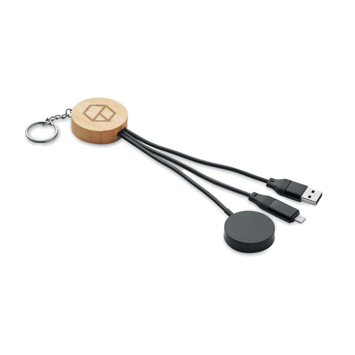 Keyring with Bamboo Charging Cable