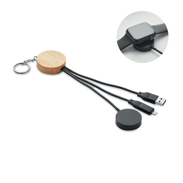 Keyring with Bamboo Charging Cable