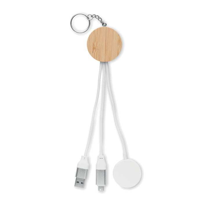 Keyring with Bamboo Charging Cable