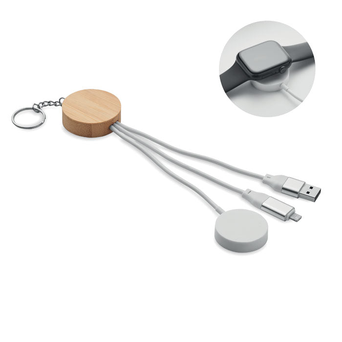 Keyring with Bamboo Charging Cable