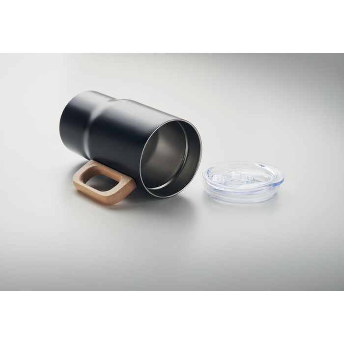 Double Walled Tumbler with Wooden Handle