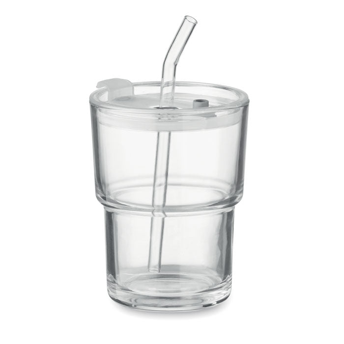 Glass Tumbler with Glass Straw
