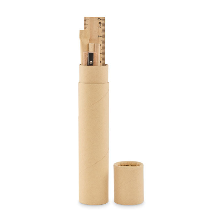 Paper Tube Wooden Stationery Set