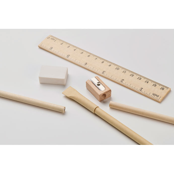 Paper Tube Wooden Stationery Set