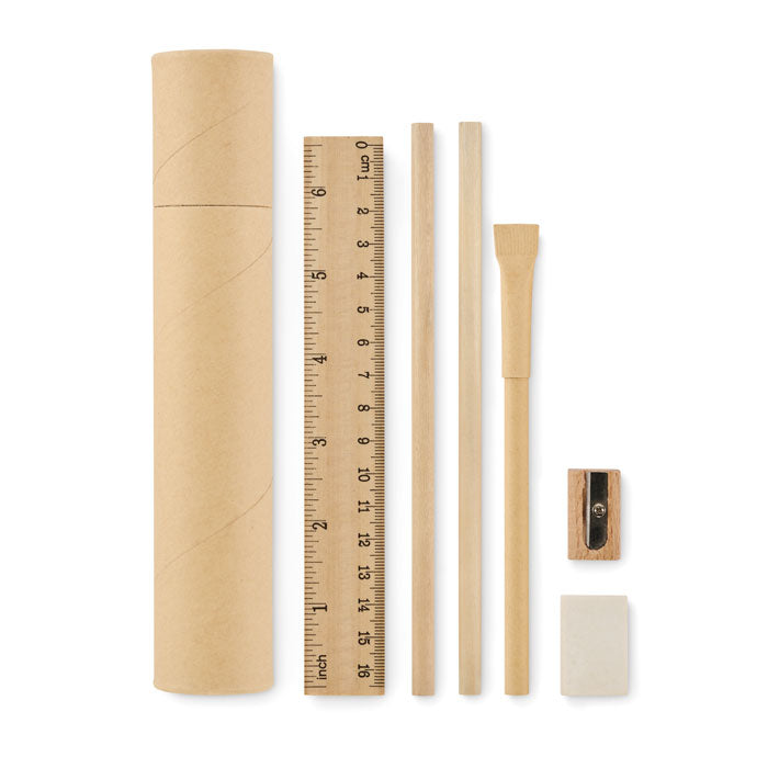 Paper Tube Wooden Stationery Set