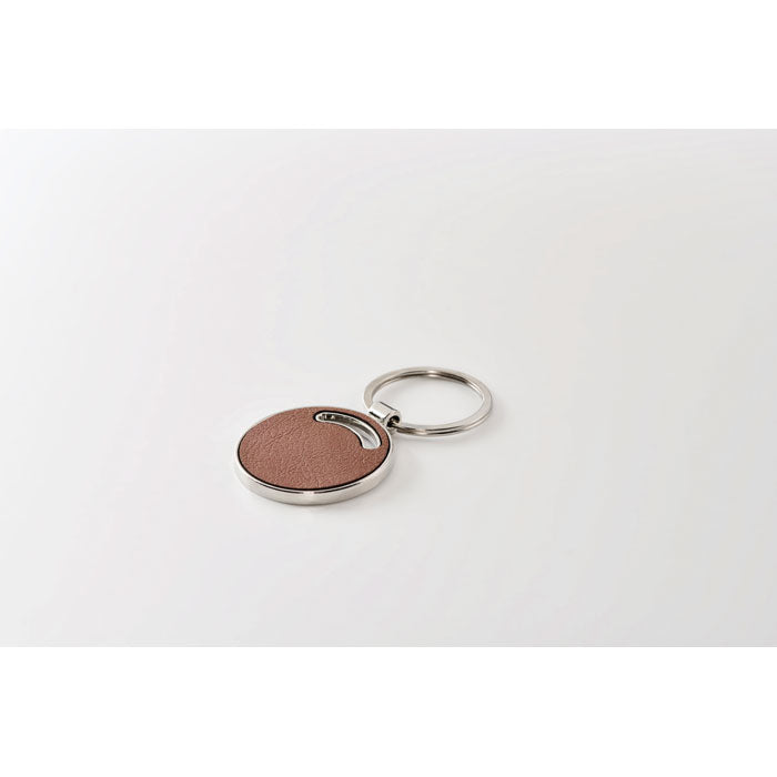 Round Keyring with Faux Leather Front