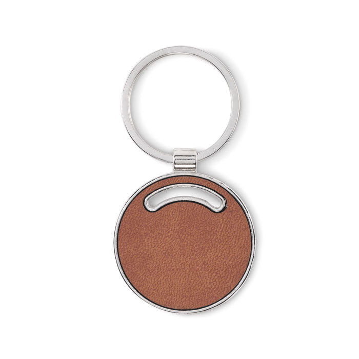 Round Keyring with Faux Leather Front