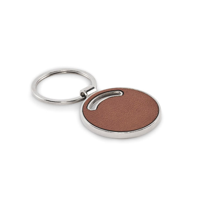 Round Keyring with Faux Leather Front