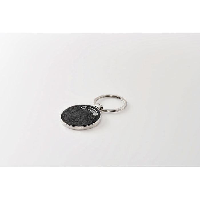 Round Keyring with Faux Leather Front