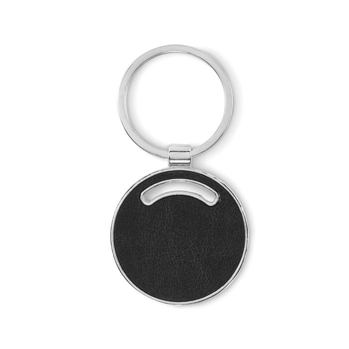 Round Keyring with Faux Leather Front