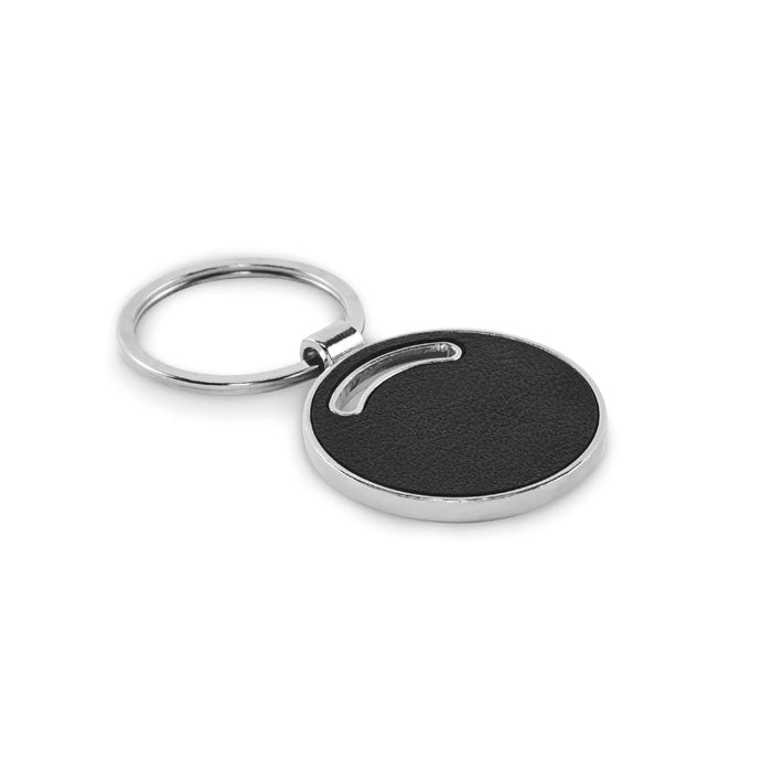 Round Keyring with Faux Leather Front