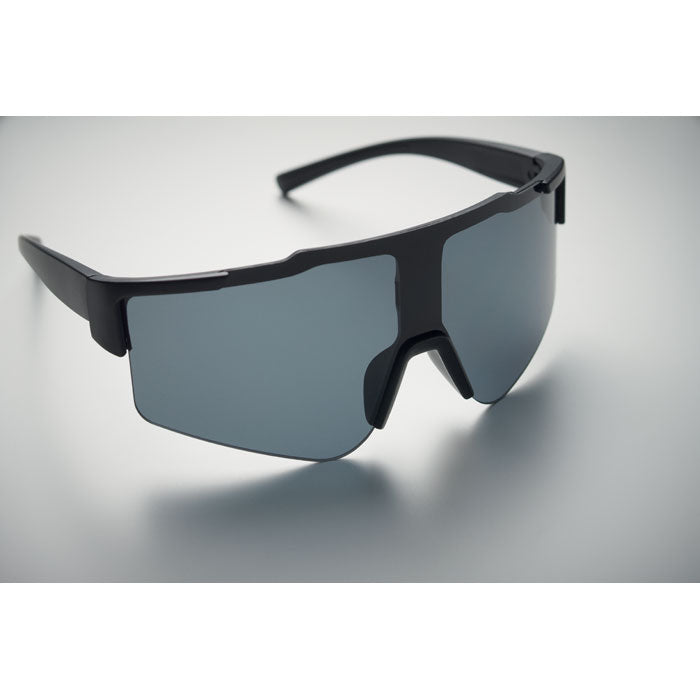Mirrored Sports Sunglasses with Black Frame
