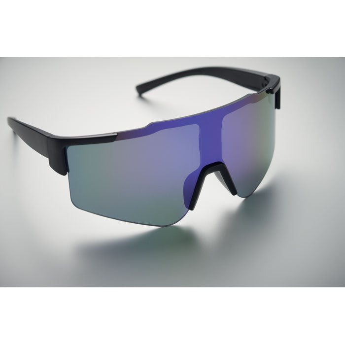 Mirrored Sports Sunglasses with Black Frame