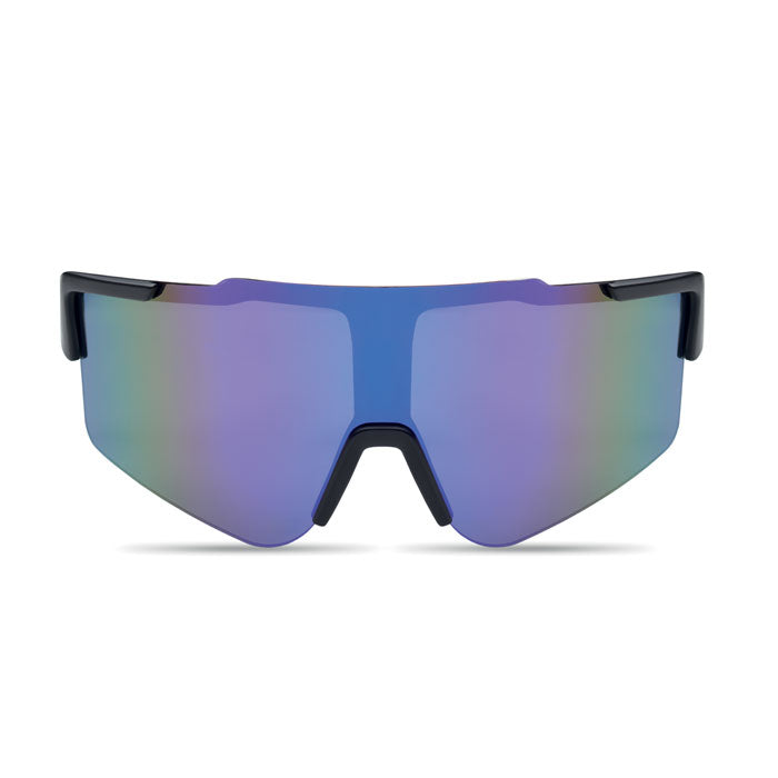 Mirrored Sports Sunglasses with Black Frame