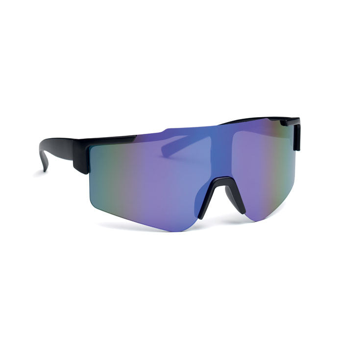 Mirrored Sports Sunglasses with Black Frame