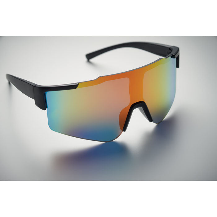 Mirrored Sports Sunglasses with Black Frame