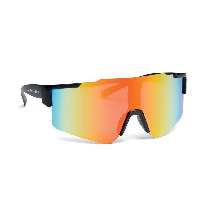 Mirrored Sports Sunglasses with Black Frame