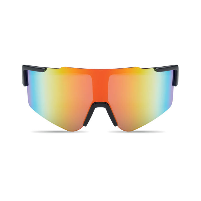 Mirrored Sports Sunglasses with Black Frame