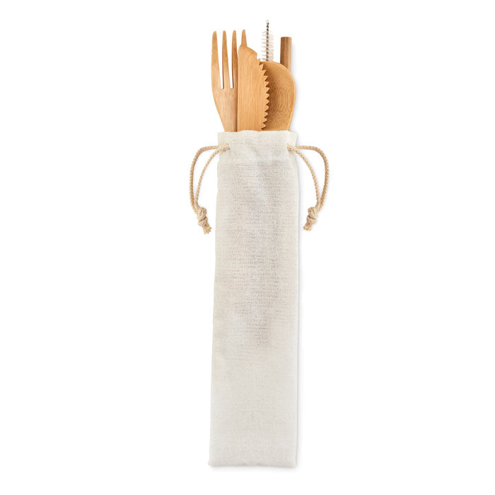 Bamboo Cutlery Set with Straw