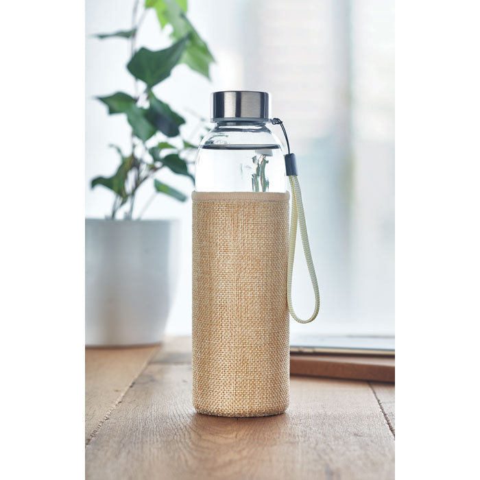 Glass Water Bottle with Jute Pouch