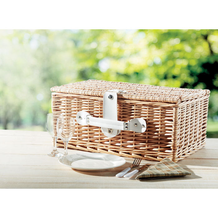 Wicker Picnic Basket and Accessories Set