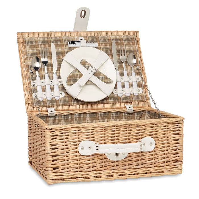Wicker Picnic Basket and Accessories Set
