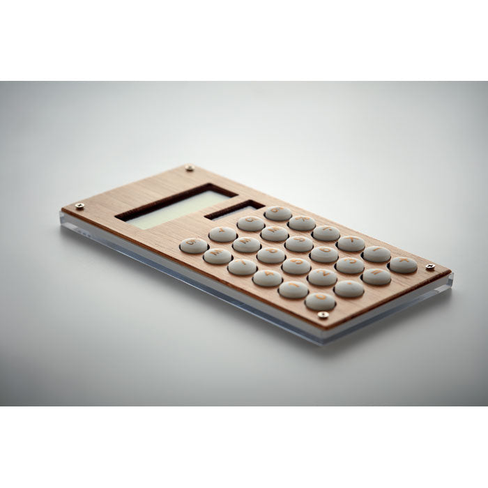 Dual Power Calculator with Bamboo Case