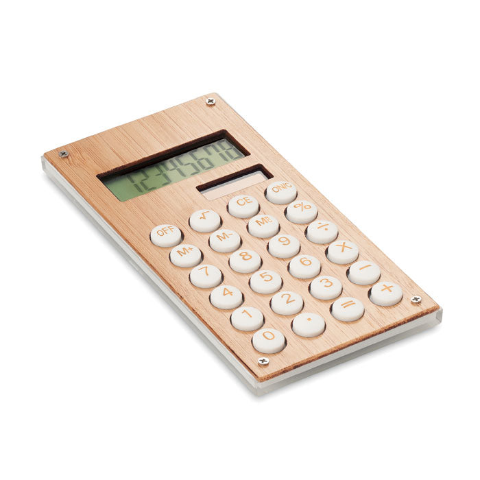Dual Power Calculator with Bamboo Case