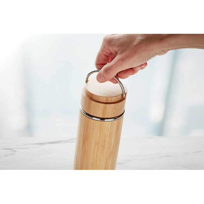 Double Walled Insulated Bamboo Vacuum Flask