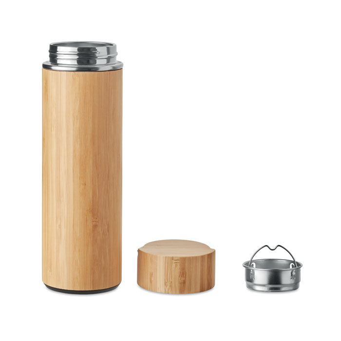 Double Walled Insulated Bamboo Vacuum Flask
