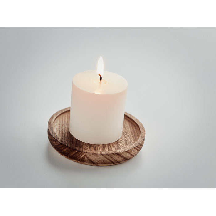 Vanilla Candle on Round Wooden Base
