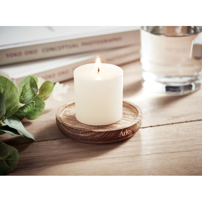 Vanilla Candle on Round Wooden Base